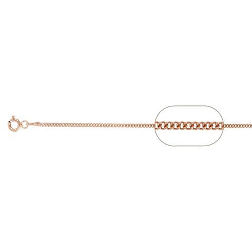 Sterling Silver Rose Gold Plated Curb Chain 030-1MM with Lobster Clasp