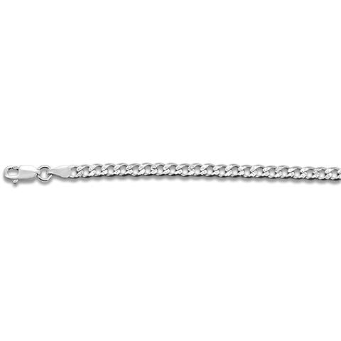 Sterling Silver Pave Curb Chain 100-4mm with Lobster Clasp