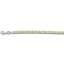 Load image into Gallery viewer, Sterling Silver Yellow Gold Plated Pave Curb Chain 100-4MM with Lobster Clasp