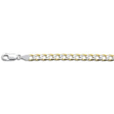 Sterling Silver Yellow Gold Plated Pave Curb Chain 150-6mm with Lobster Clasp