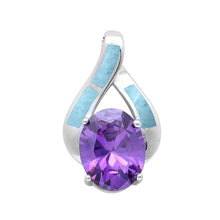 Load image into Gallery viewer, Sterling Silver Larimar and Amethyst Fashion Pendant - silverdepot