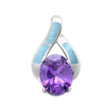 Sterling Silver Larimar and Amethyst Fashion Pendant