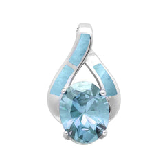 Sterling Silver Larimar and Aquamarine Fashion Pendant