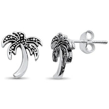 Load image into Gallery viewer, Sterling Silver Plain Palm Tree Design Stud Earrings