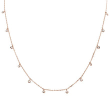 Load image into Gallery viewer, Sterling Silver Rose Gold Plated Multi Round Bezel Cubic Zirconia Pendant Necklace