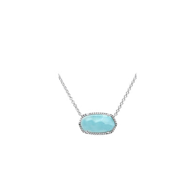 Sterling Silver Natural Larimar Pendant Necklace
