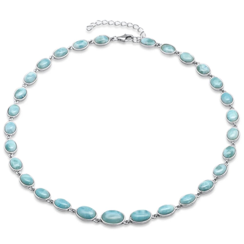 Sterling Silver Natural Larimar Necklace