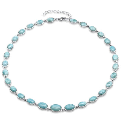 Sterling Silver Natural Larimar Necklace