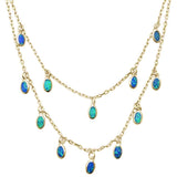Sterling Silver Yellow Gold Plated Blue Opal Waterfalls Necklace