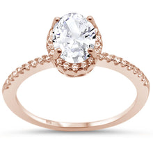 Load image into Gallery viewer, Sterling Silver Rose Gold Plated Oval Cut Cubic Zirconia Engagement Ring