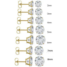 Load image into Gallery viewer, (PACK OF 6)14K Yellow Gold Round Cubic Zirconia Earring. Set on High Quality Prong Setting and Friction Style Post