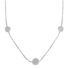 Sterling Silver Rhodium Plated Disc Chain Bead Necklace