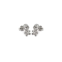 Load image into Gallery viewer, Sterling Silver Rhodium Plated Skull CZ Stud Earrings - silverdepot