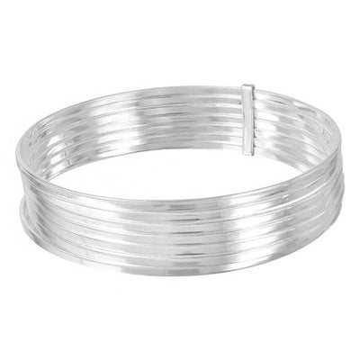 Sterling Silver High Polished Plain Semanario Bangle Bracelet