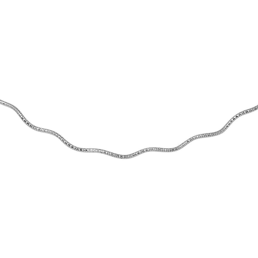 Sterling Silver 1 Layer Wave 16  Omega Spring Chain Rhodium Plated 1.3mm - silverdepot