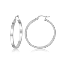 Load image into Gallery viewer, Sterling Silver Non Plated Square Flat Hoop Earrings