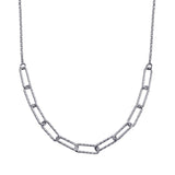 Sterling Silver Rhodium Plated Diamond Cut Link Chain Necklace