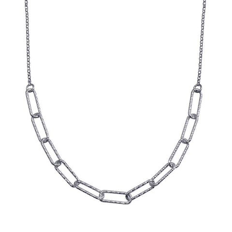 Sterling Silver Rhodium Plated Diamond Cut Link Chain Necklace