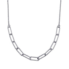 Sterling Silver Rhodium Plated Diamond Cut Link Chain Necklace