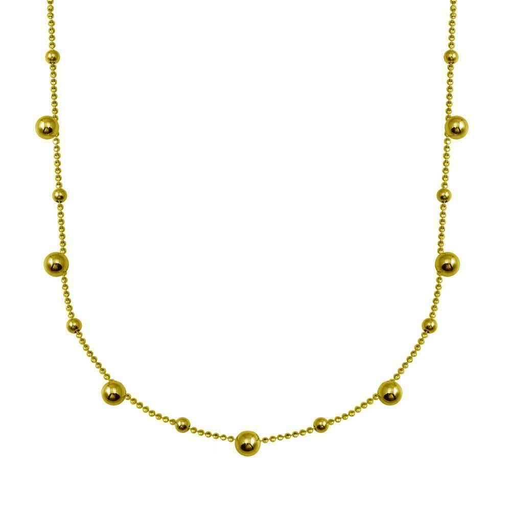 Sterling Silver Gold Plated Multi Beaded Chain Necklace - silverdepot