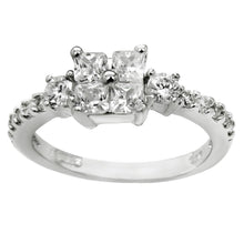 Load image into Gallery viewer, Sterling Silver Round And Square Cubic Zirconia Engagement Ring Previous