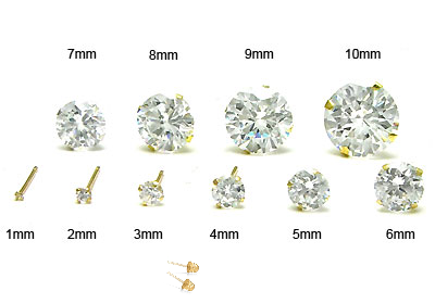 14K Yellow Gold Round Cubic Zirconia Stud Earring Set on High Quality Stamping Setting and Screw Back Post