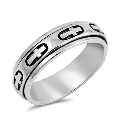 Sterling Silver Spinner Cross Shaped Plain RingsAnd Band Width 9mm