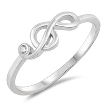 Load image into Gallery viewer, Sterling Silver Musical Note Shaped Clear CZ RingsAnd Face Height 5mm - silverdepot