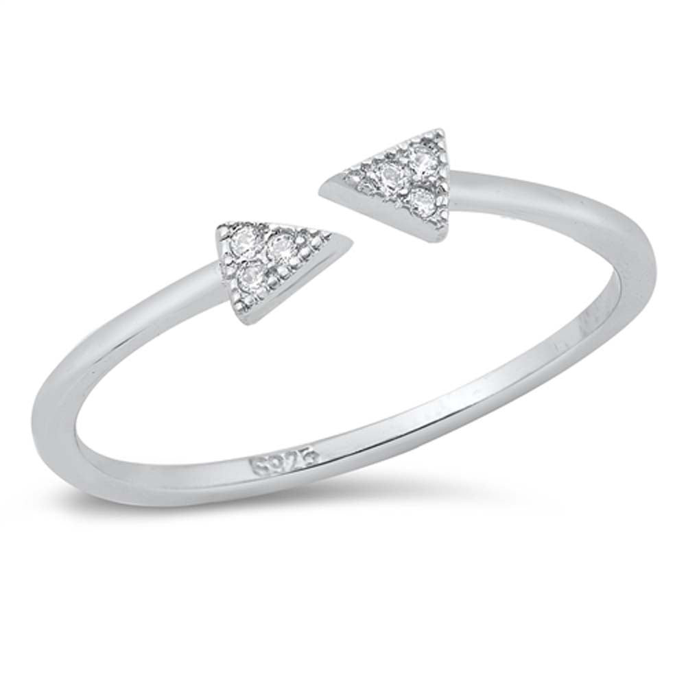 Sterling Silver Rhodium Plated Wraparound Arrow Clear CZ Ring