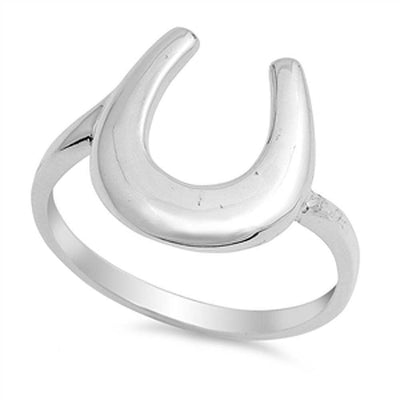Sterling Silver Stylish Horse Shoe Ring with Face Height of 15MM