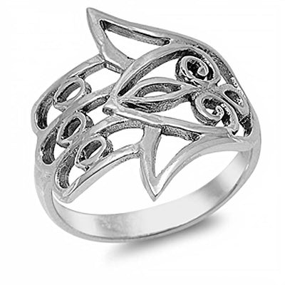 Sterling Silver Vintage Style Hand of God Design Ring with Face Height of 22MM