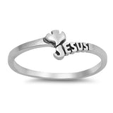 Sterling Silver Open Jesus And Heart Shaped Ring