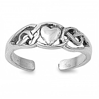 Sterling Silver Fancy Celtic Knot Design Toe Ring with Centered HeartAnd Face Hieght 6 MM