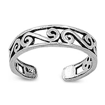 Sterling Silver Curve Shape Toe Ring AndWidth 4mm