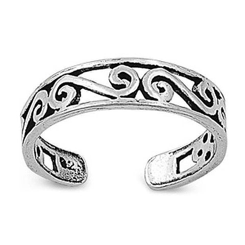 Sterling Silver Curve Shape Toe Ring AndWidth 4mm