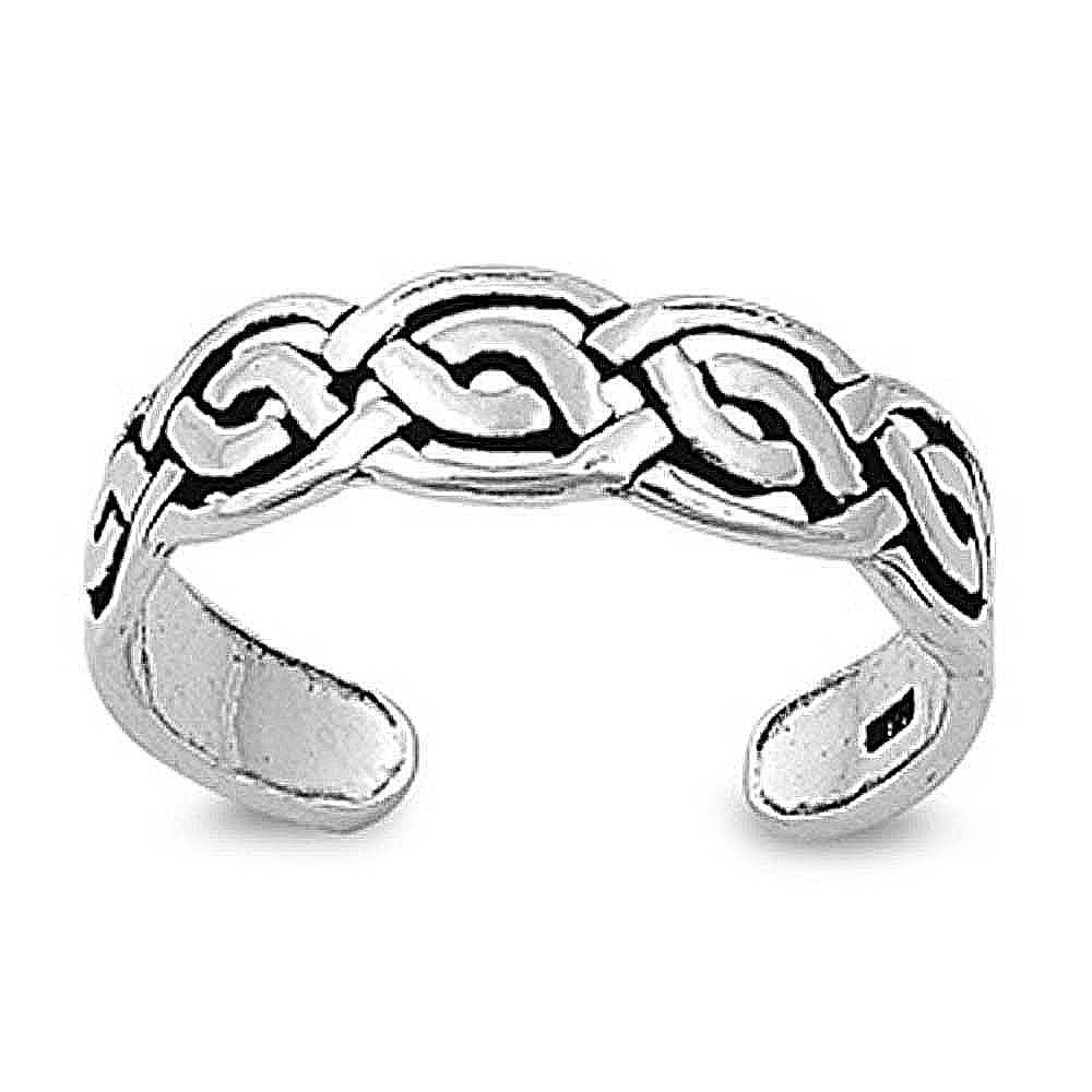 Sterling Silver Fancy Cletic Knot Design Toe RingAnd Face Height 5 MM