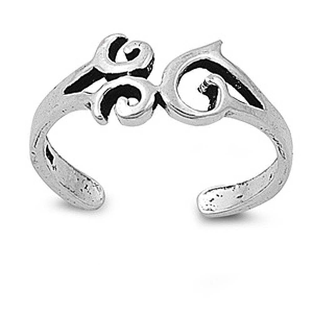Sterling Silver Om sign Shape Toe Ring AndWidth 7mm