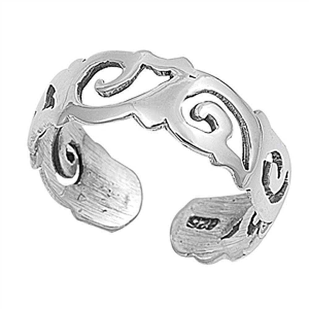 Sterling Silver Fancy Swirl Design Toe RingAnd Width 5 MM