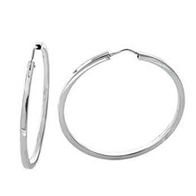 Load image into Gallery viewer, Italian Sterling Silver Square Tube Shaped Hoop Earrings