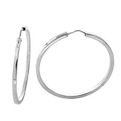 Italian Sterling Silver Square Tube Shaped Hoop Earrings