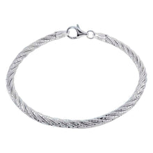 Load image into Gallery viewer, Italian Sterling Silver Wrapped Five Strands Rhodium Plated Omega Diamond Cut Bangle Bracelet