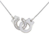 Sterling Silver Key CZ With Cable Chain Necklace
