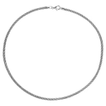 Load image into Gallery viewer, Italian Sterling Silver Rhodium Plated Five Strands Omega Diamond Cut Braided Choker Necklace