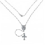 Sterling Silver 1mm Diamond Cut Rosary Necklace